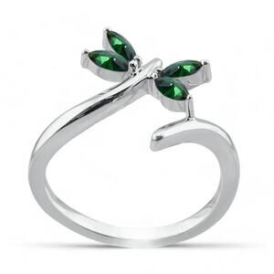 NWT Fashion Women's 925 Sterling Silver Dragonfly Green Cubic Zirconia Ring
